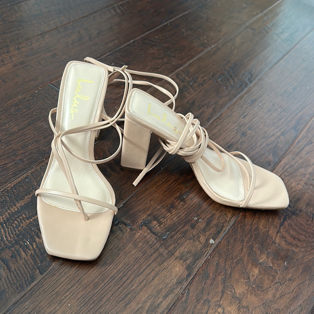 Nani Tan Lace-Up High Heel Sandals